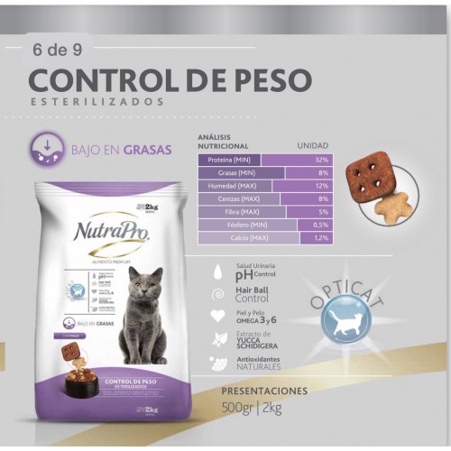 NUTRA PRO GATOS ADULTOS ESTER/CONTROL PESO